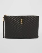 Saint Laurent YSL Monogram Large Pouch in Smooth Leather