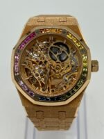 Audemars Piguet Royal Oak 15468OR.YG.1259OR.01 Openworked Frosted Rose Gold Rainbow Bezel - Image 3