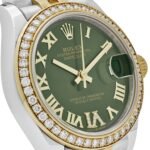 Rolex Datejust 31 278383RBR ‘Ladies’ Yellow Gold Stainless Steel Green Roman Dial Diamond Bezel - Image 4