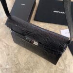 Saint Laurent Black Manhattan croc-effect shoulder bag - Image 7