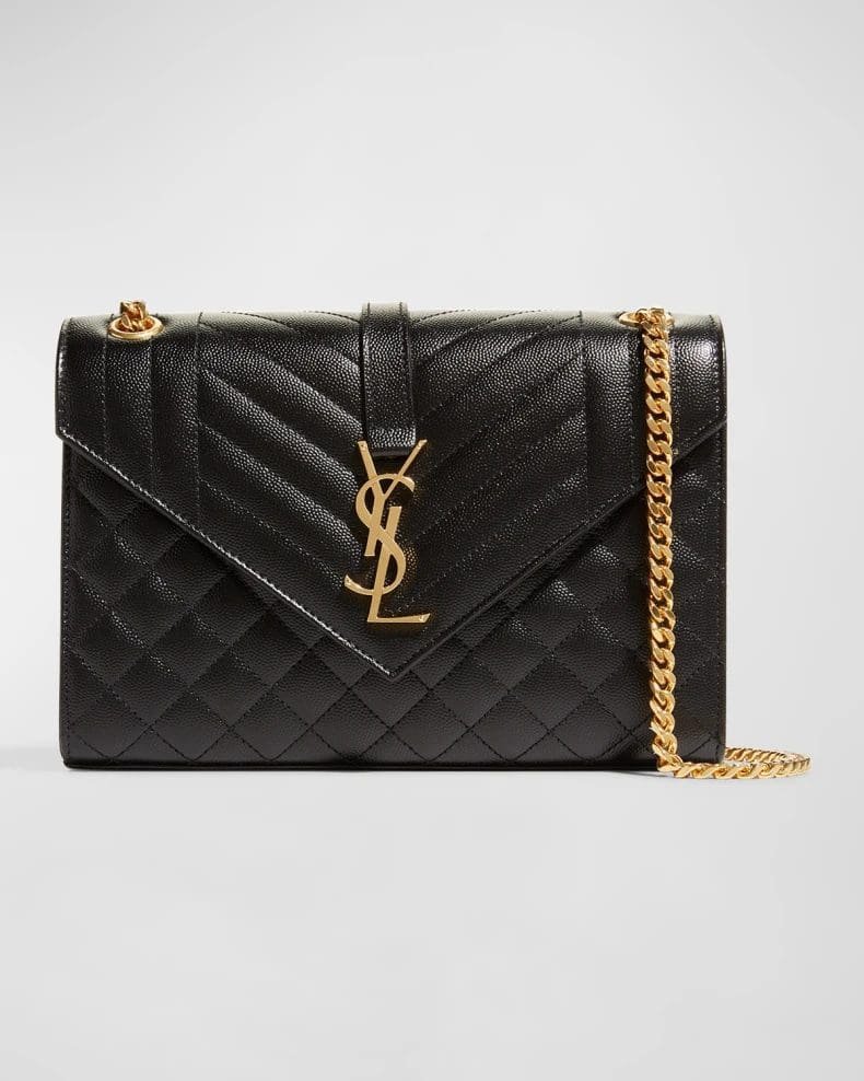 YYwdnaTI-H8BC1NCECWZCMUC@BN SAINT LAURENT ENVELOPE MEDIUM IN QUILTED GRAIN DE POUDRE EMBOSSED LEATHER - Image 1