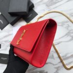 Saint Laurent Red Grained Leather Monogram Medium Kate Flap Bag - Image 5
