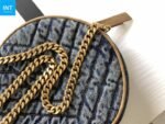 Saint Laurent Round Quilted Denim Crossbody Bag - Image 6