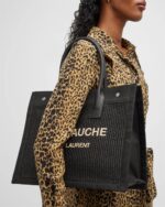 Saint Laurent Rive Gauche Small Tote Bag in Raffia - Image 7