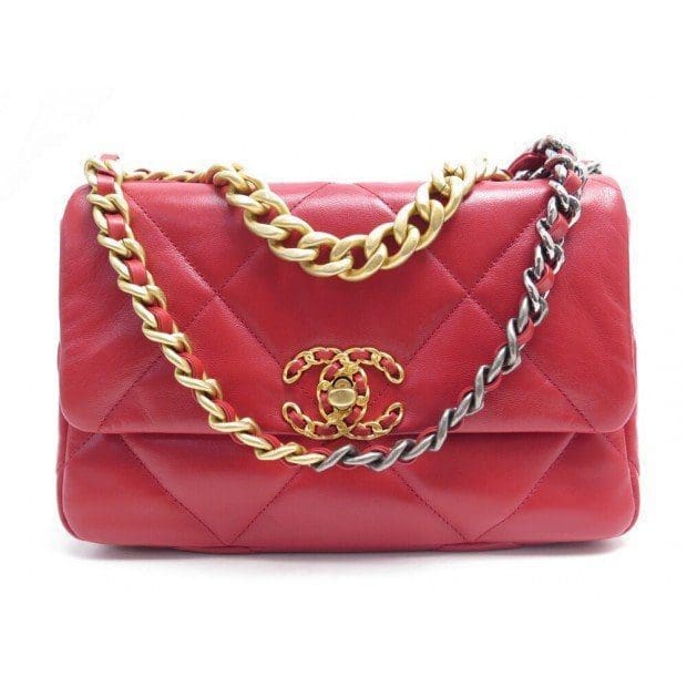 dNIJpzW6-sac-a-main-chanel-19-cuir-matelasse-rouge-2019 CHANEL 19 HANDBAG AS1160 - Image 1