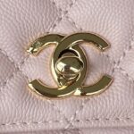 Chanel Pink Quilted Caviar Coco Top Handle Flap Bag Gold Hardware - Image 8
