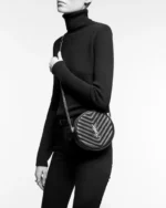 SAINT LAURENT VINYLE ROUND QUILTED GRAIN LEATHER ROUND BAG - Image 2