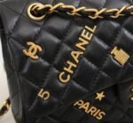 Chanel Lambskin Quilted Medium Rue Cambon Charms Double Flap Black - Image 6