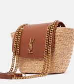 Saint Laurent Manon Mini raffia and leather shoulder bag - Image 2