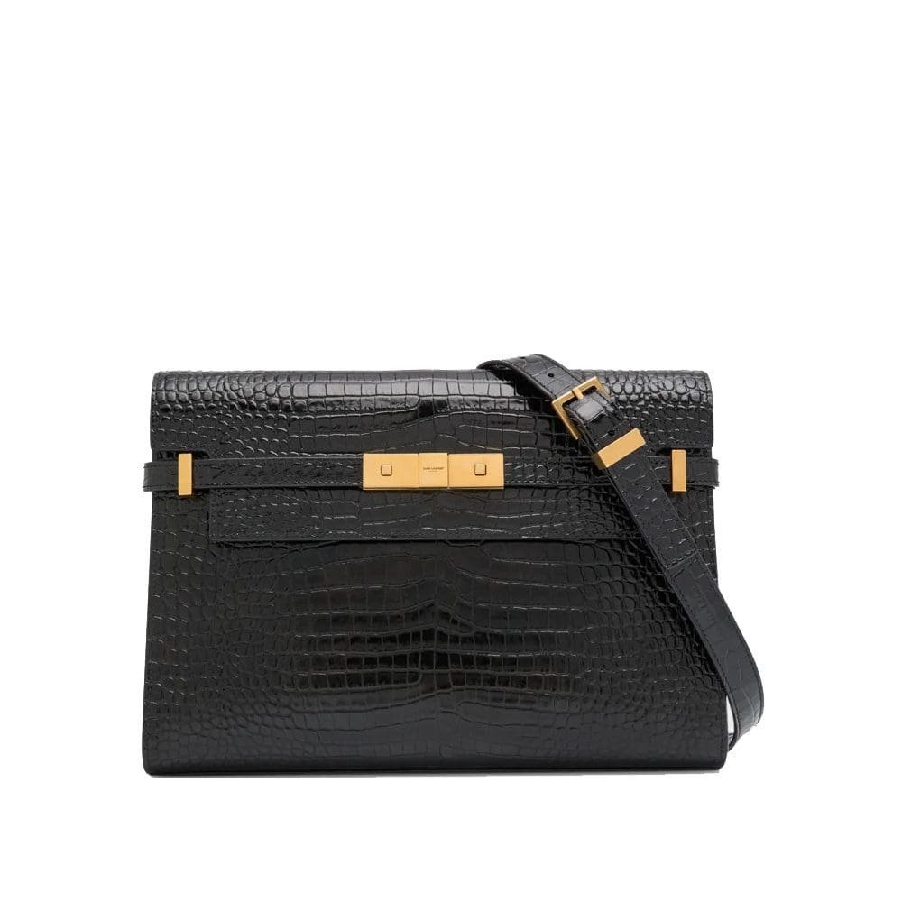 f94HIsns-1211 Saint Laurent Manhattan Medium Shoulder Bag in Croc-Embossed Leather - Image 1