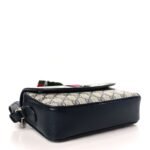 Gucci Supreme Monogram Textured Dollar Calfskin Web Studded Mini Ophidia Flap Shoulder Bag Beige Blue - Image 5