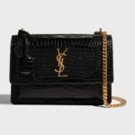 Saint Laurent Sunset Medium YSL Crossbody Bag in Croc-Embossed Leather