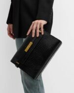 Saint Laurent Manhattan Medium Shoulder Bag in Croc-Embossed Leather - Image 4