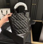 Chanel Black Quilted Lambskin Leather Medium Cambon Tote - Image 7