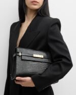 Saint Laurent Manhattan Medium Shoulder Bag in Croc-Embossed Leather - Image 2