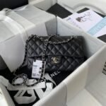 CHANEL SMALL CLASSIC HANDBAG Grained Calfskin & Silver Metal - Image 2