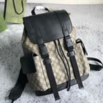 GUCCI Supreme Monogram Double Buckle Backpack Beige Black - Image 3