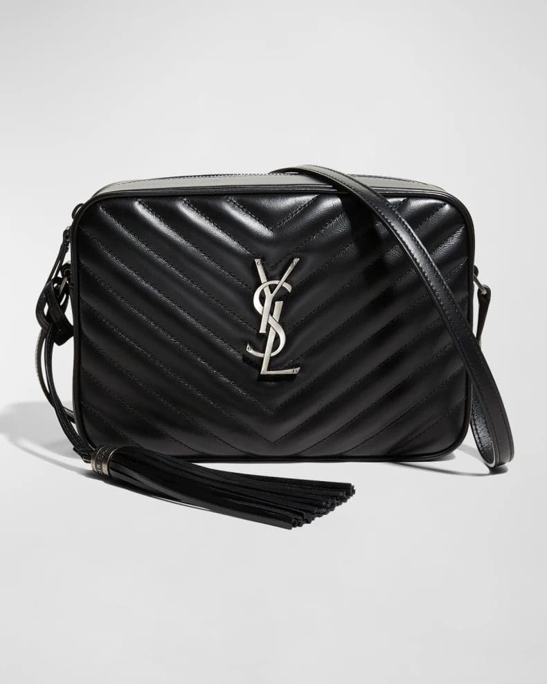 rJjUvmnK-TJB@ASH6DR05G08WJ31 Saint Laurent Lou Medium YSL Monogram Calfskin Camera Crossbody Bag – Aged Silver Hardware - Image 1