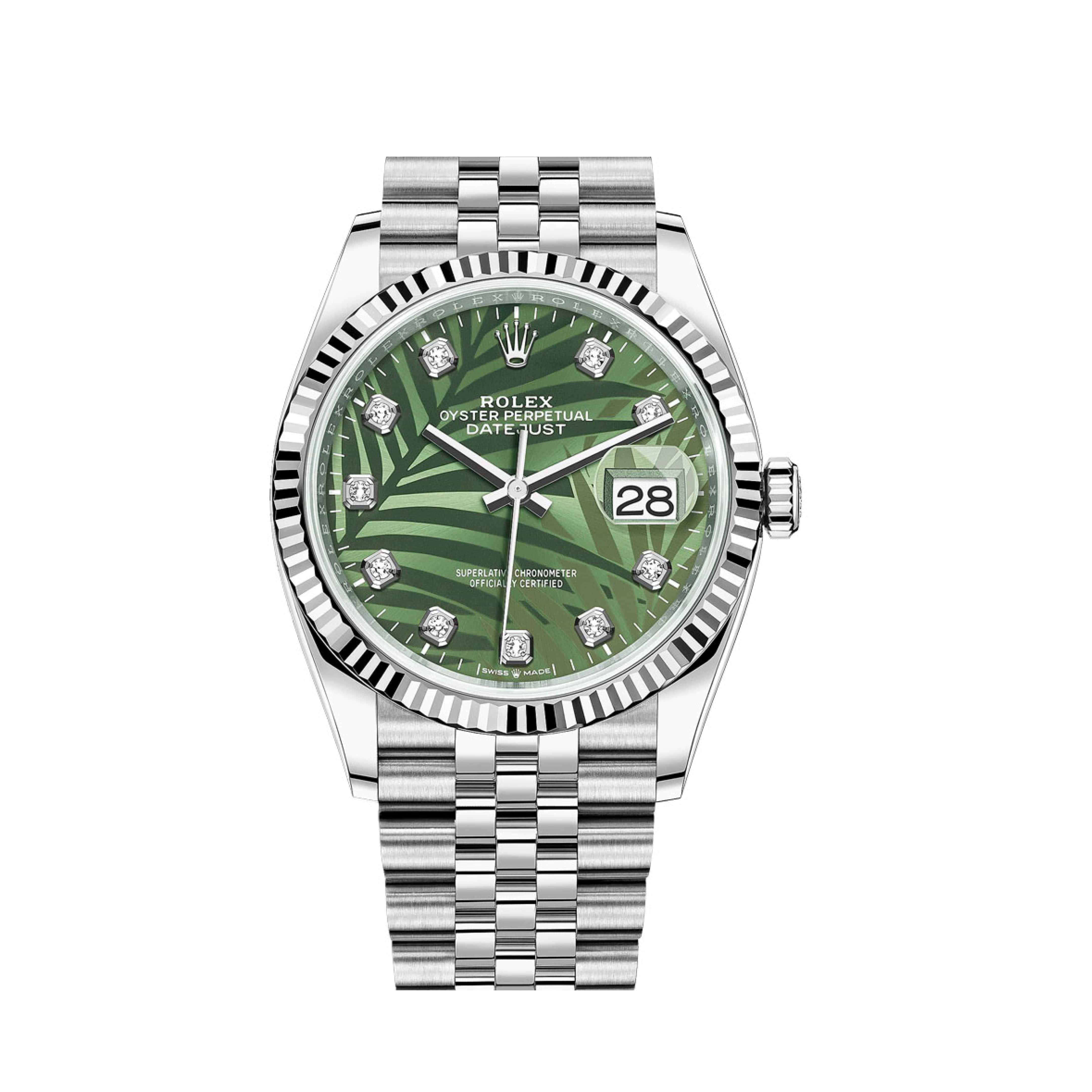 rolex-datejust-126234-white-gold-stainless-steel-palm-motif-diamond-dial-jubilee-2024-rolex-40735966068980 Rolex Datejust 36 126234 White Gold Stainless Steel Palm Motif Diamond Dial Jubilee (2023) - Image 1