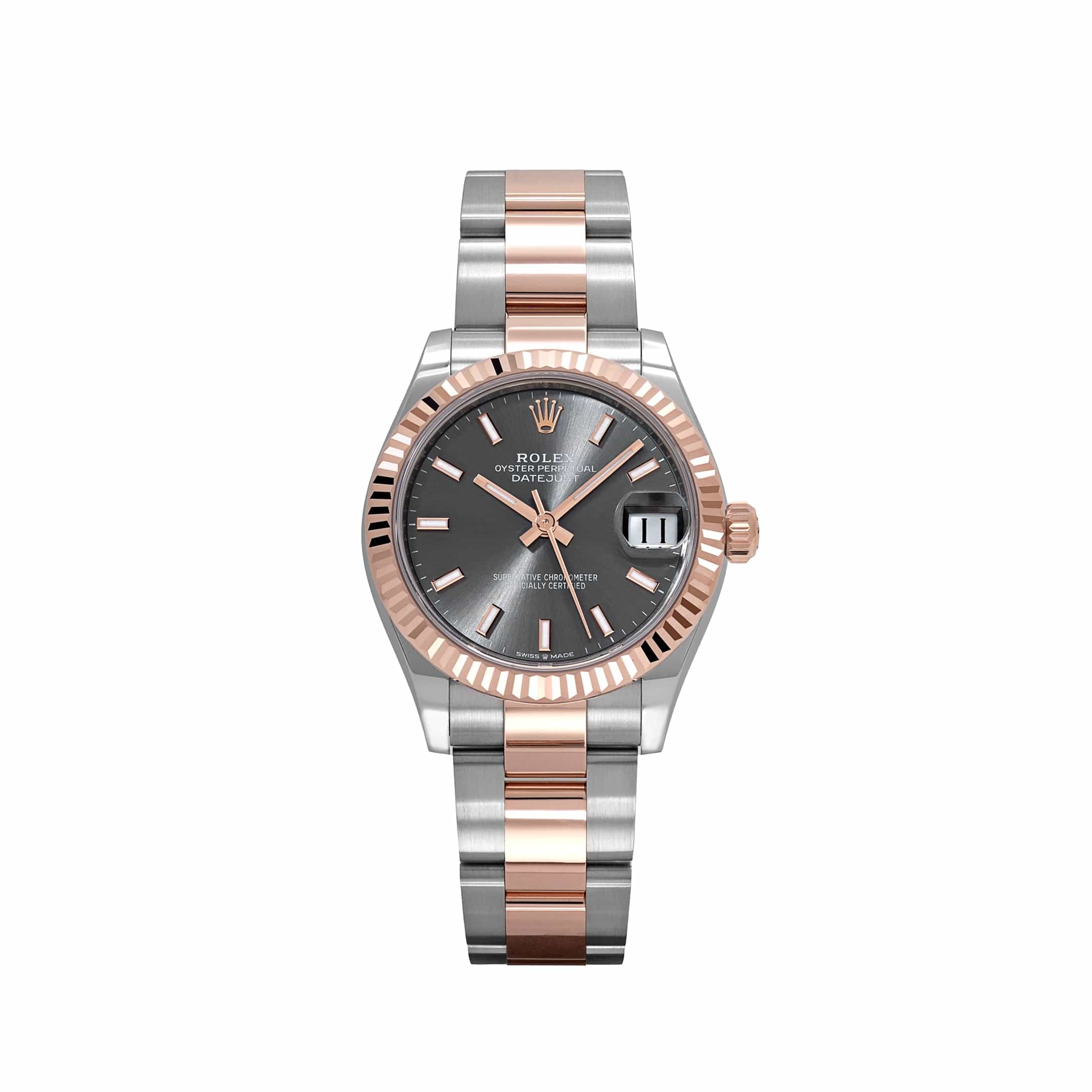 rolex-datejust-278271-ladies-rose-gold-stainless-steel-slate-dial-oyster-2025-rolex-1147463616 Rolex Datejust 31 278271 ‘Ladies’ Rose Gold Stainless Steel Slate Dial Oyster (2025) - Image 1