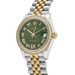 Rolex Datejust 31 278383RBR ‘Ladies’ Yellow Gold Stainless Steel Green Roman Dial Diamond Bezel - Image 3