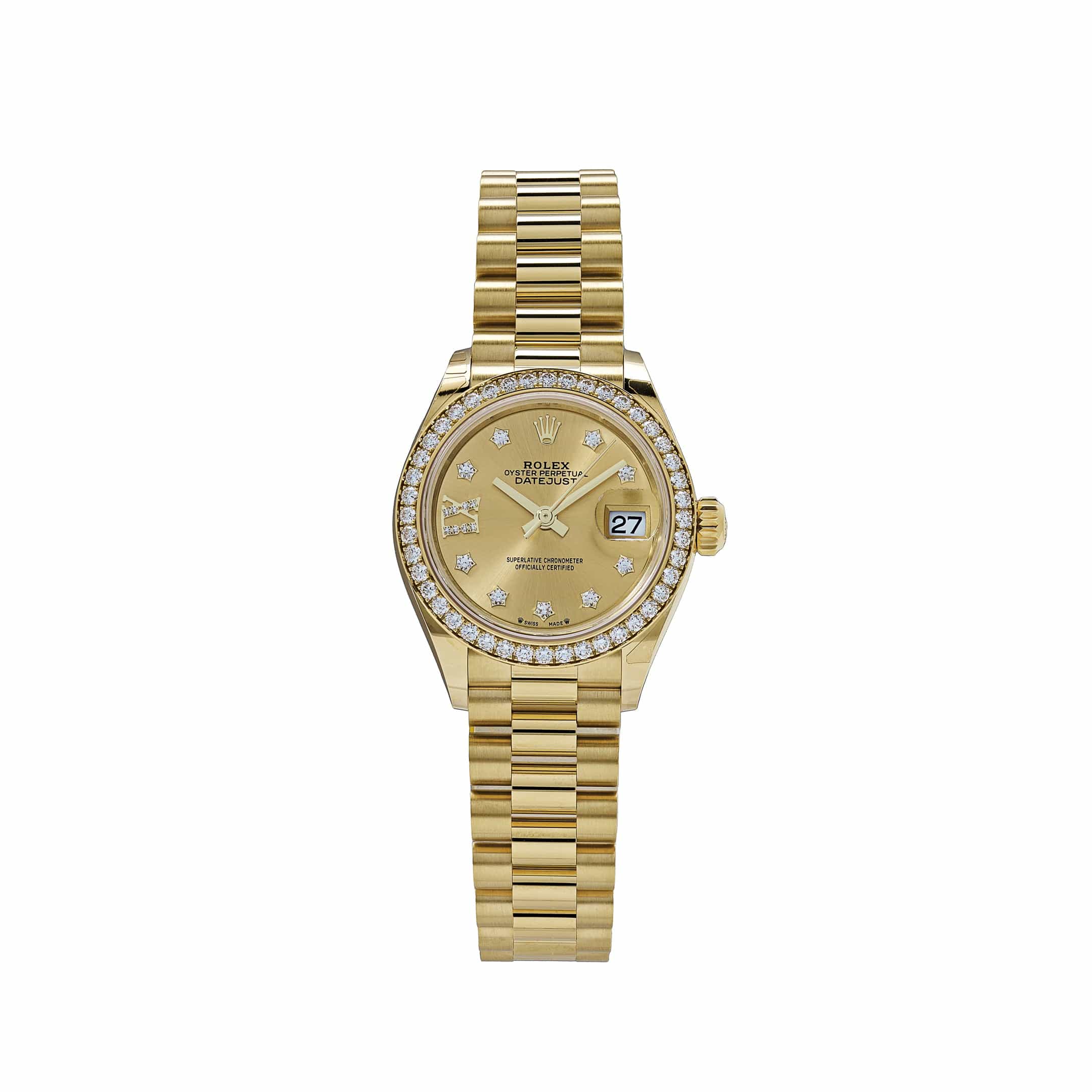rolex-datejust-279138rbr-yellow-gold-champagne-diamond-dial-president-2022-rolex-42591823823092 Rolex Datejust 28 279138RBR ‘Ladies’ Yellow Gold Champagne Diamond Dial President - Image 1