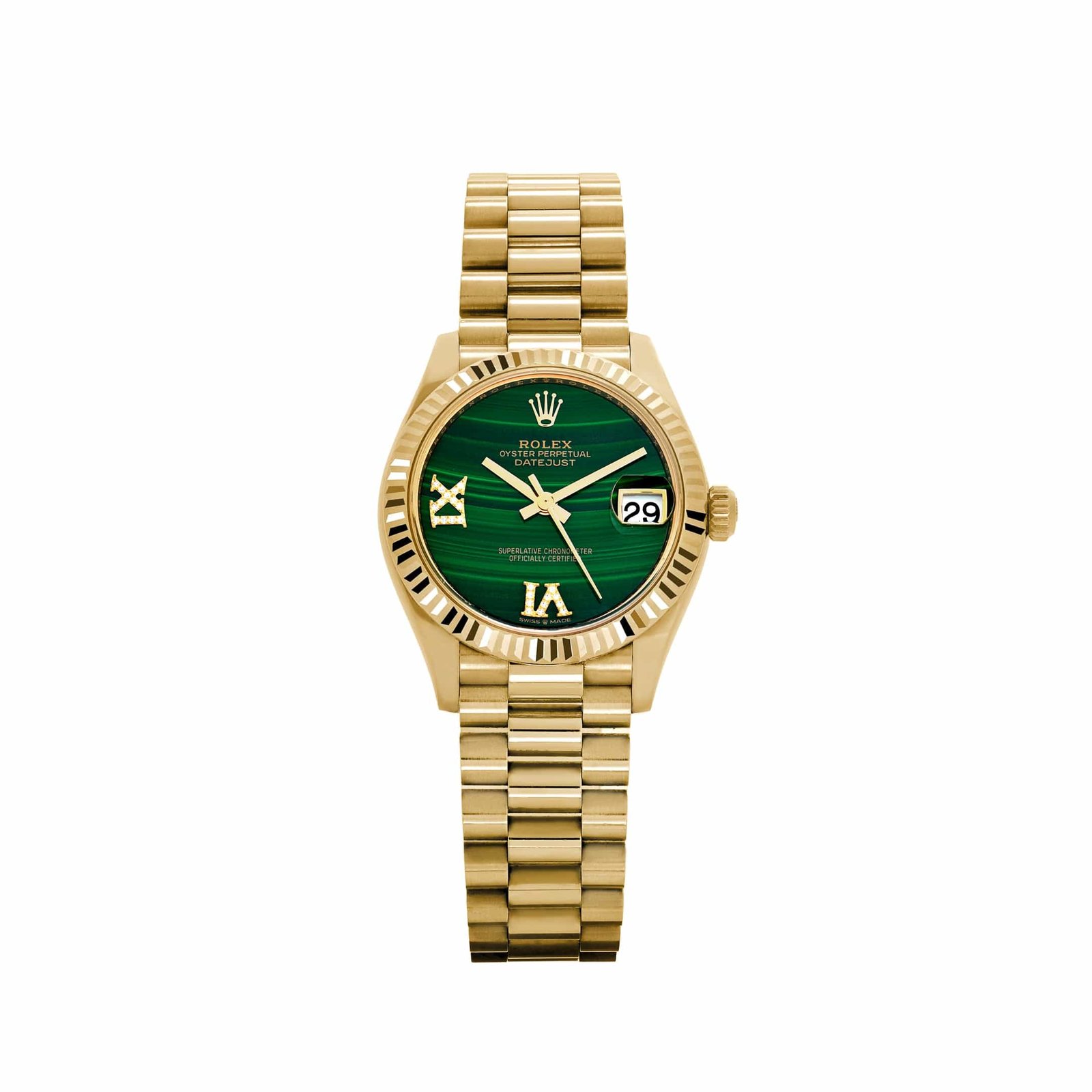 rolex-datejust-31-278278-ladies-yellow-gold-malachite-diamond-dial-2021-rolex-1172984963 Rolex Datejust 31 278278 ‘Ladies’ Yellow Gold Malachite Diamond Dial (2021) - Image 1