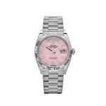 Rolex Day-Date 36 128239 White Gold Pink Opal Diamond Roman Numerals Dial