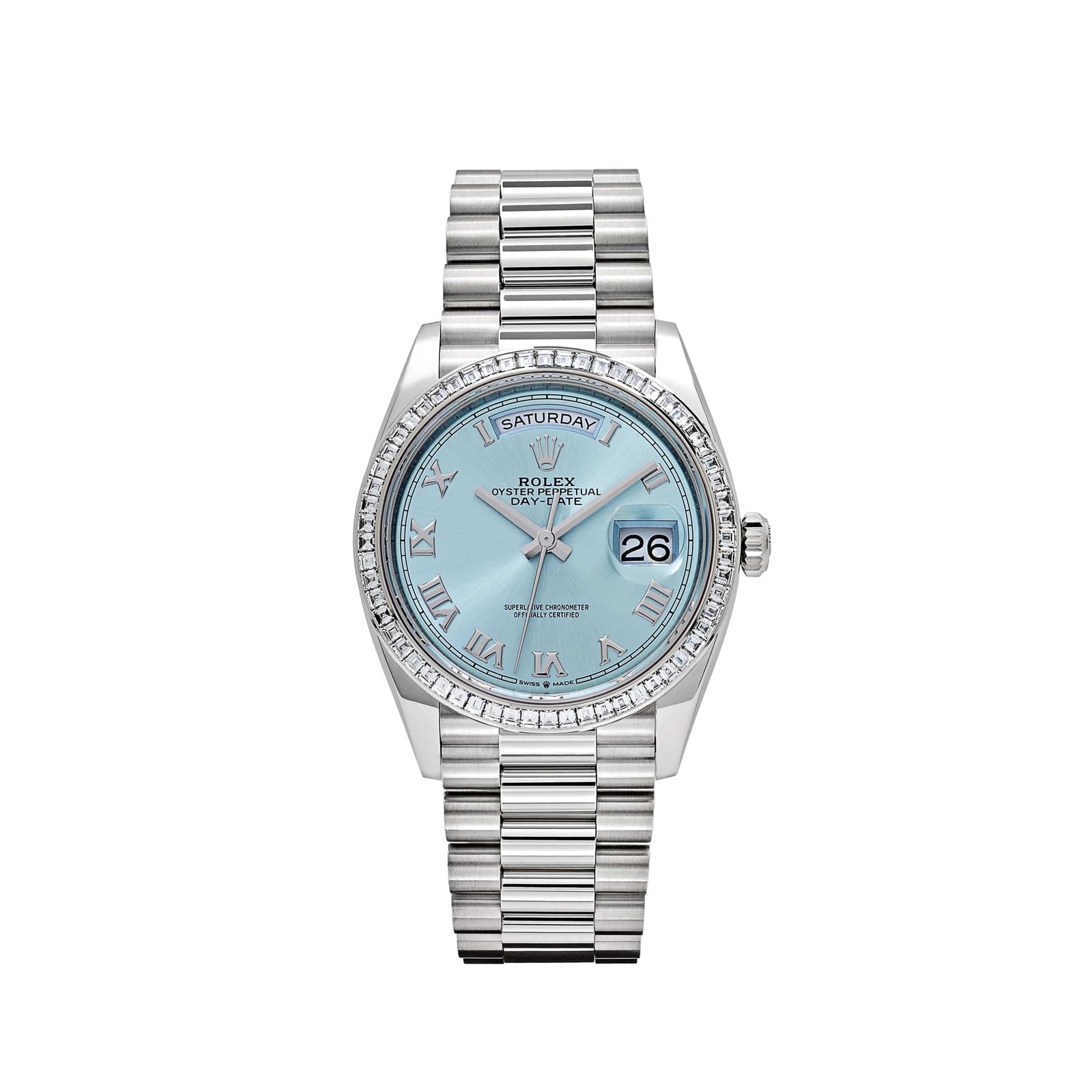 rolex-day-date-128396tbr-platinum-ice-blue-dial-diamond-bezel-2024-rolex-43627462951156 Rolex Day-Date 36 128396TBR Platinum Ice Blue Dial Diamond Bezel (2024) - Image 1