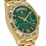 Rolex Day-Date 36 128238 Yellow Gold Green Malachite Roman Diamond Dial - Image 3