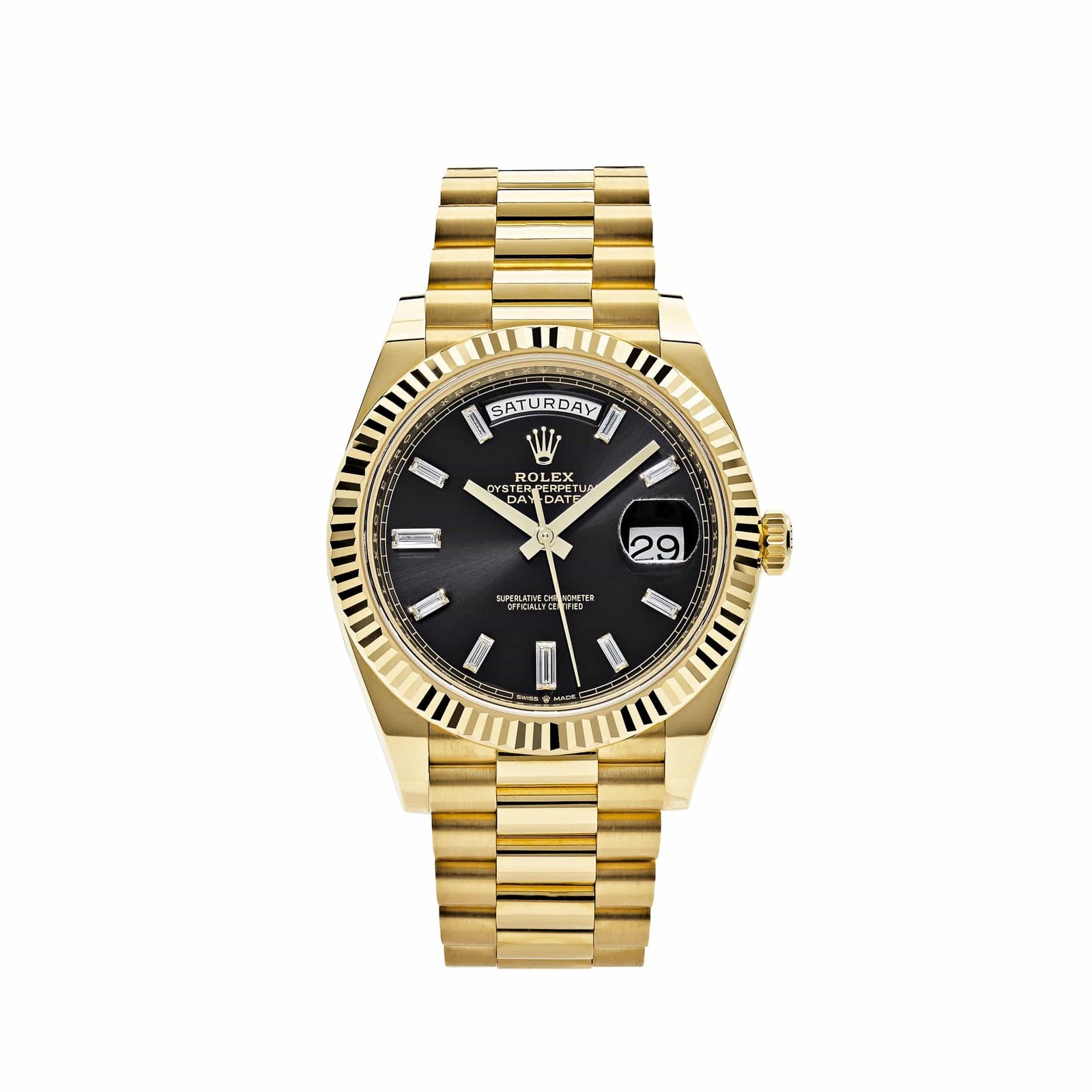 rolex-day-date-40-yellow-gold-black-diamond-dial-228238-rolex-40269353582836 Rolex Day-Date 40 228238 Yellow Gold Black Baguette Diamond Dial (2022) - Image 1