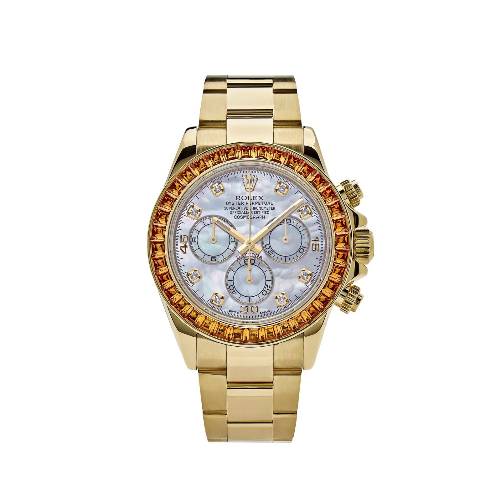 rolex-daytona-116578saco-yellow-gold-sapphire-bezel-mother-of-pearl-dial-2019-rolex-1125800409 Rolex Daytona 116578SACO Yellow Gold Sapphire Bezel Mother Of Pearl Dial - Image 1