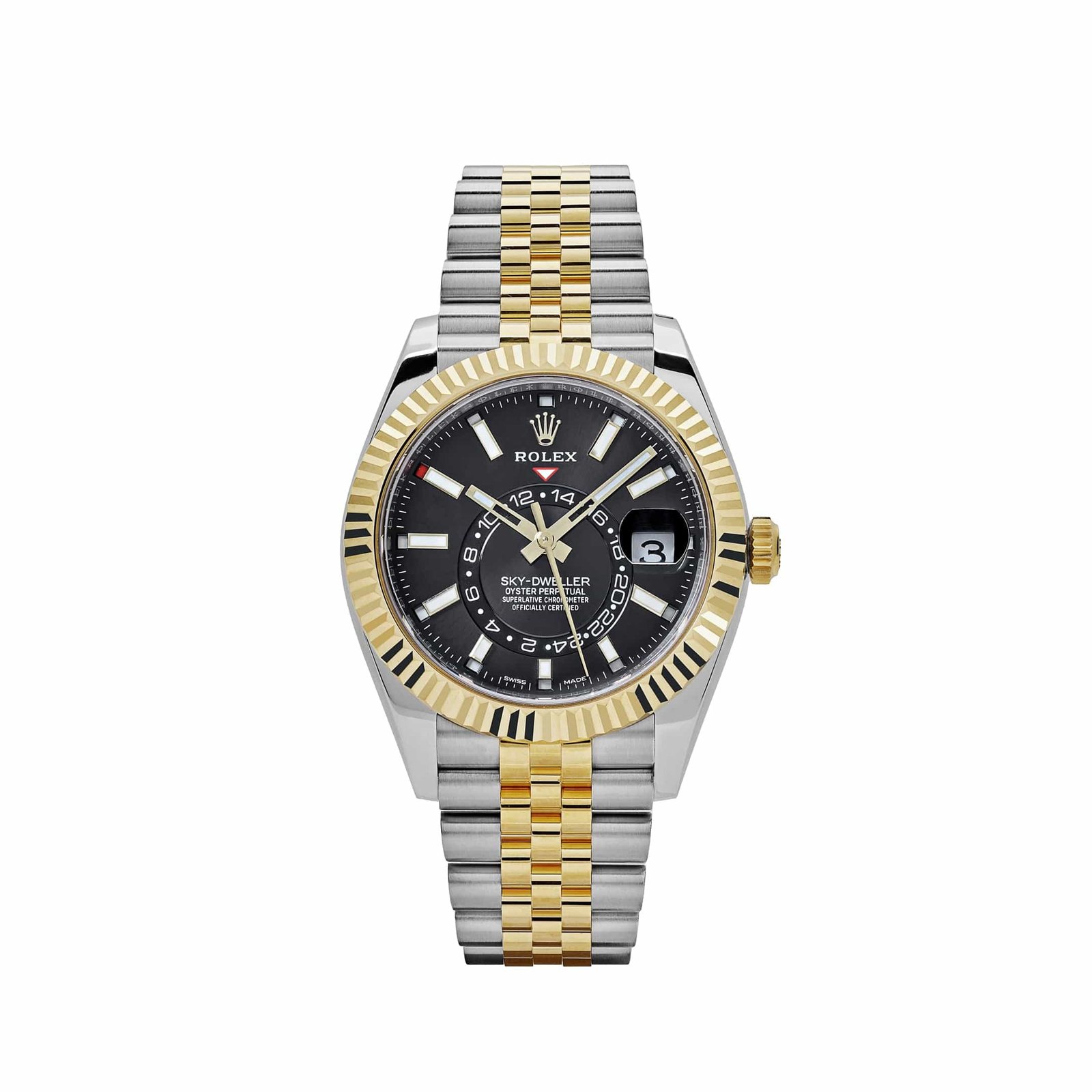 rolex-sky-dweller-326933-stainless-steel-yellow-gold-jubilee-black-dial-rolex-43627565514996 Rolex Sky-Dweller 326933 Stainless Steel Yellow Gold Jubilee Black Dial - Image 1