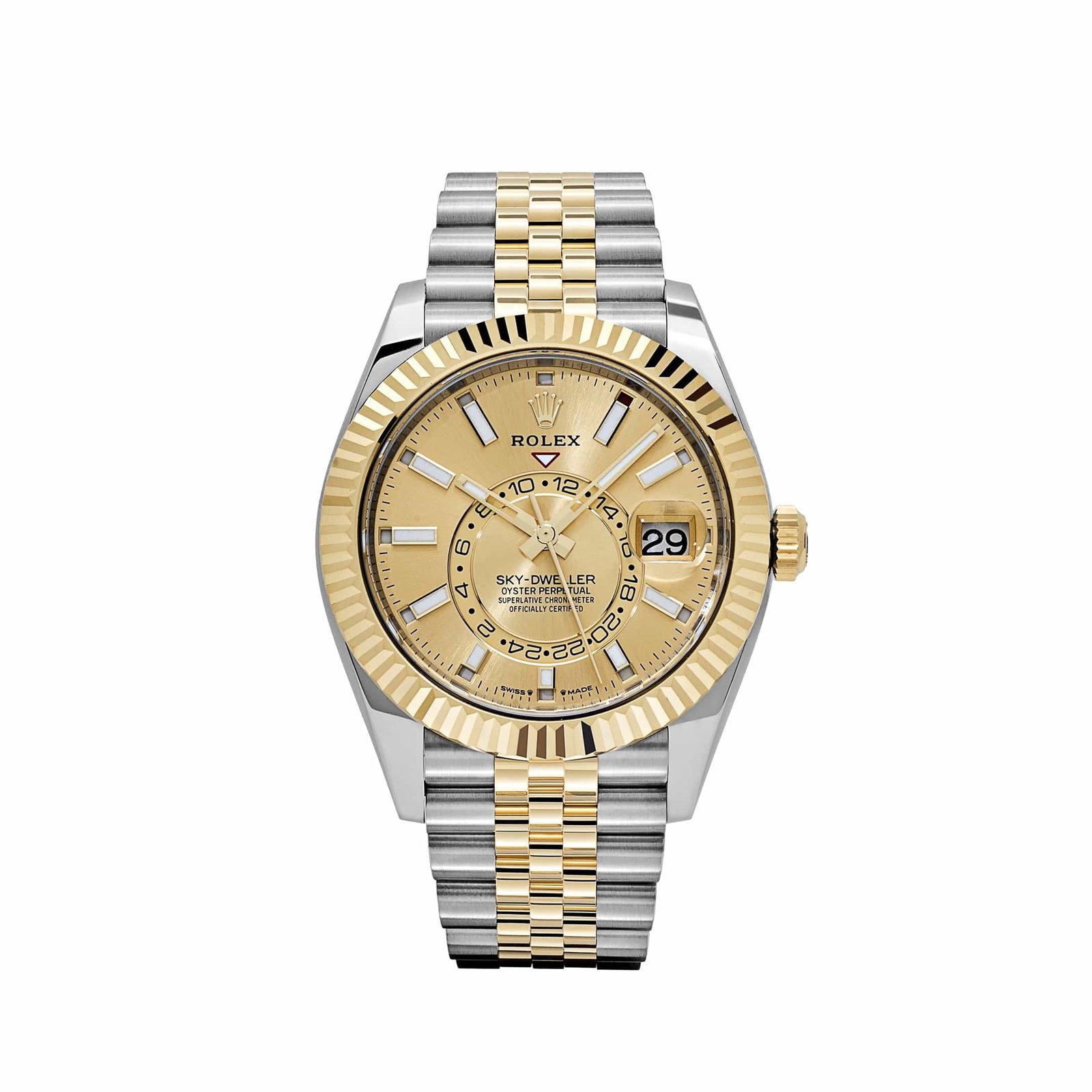 rolex-sky-dweller-336933-stainless-steel-yellow-gold-jubilee-champagne-dial-2025-rolex-1125800388 Rolex Sky-Dweller 336933 Stainless Steel Yellow Gold Jubilee Champagne Dial (2024) - Image 1