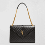 Saint Laurent Envelope Triquilt Large YSL Shoulder Bag in Grained Leather