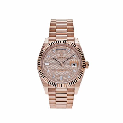 Rolex Day-Date 40 228235 Rose Gold Baguette Diamond Paved Dial