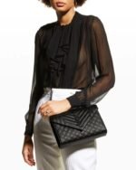 Saint Laurent Envelope Triquilt Medium YSL Shoulder Bag in Grained Leather - Image 2
