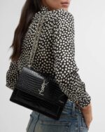 Saint Laurent Sunset Medium In Crocodile Embossed Shiny Leather - Image 4