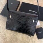 Saint Laurent Black Manhattan croc-effect shoulder bag - Image 6