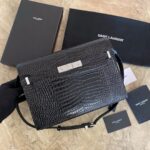 Saint Laurent Black Manhattan croc-effect shoulder bag - Image 2
