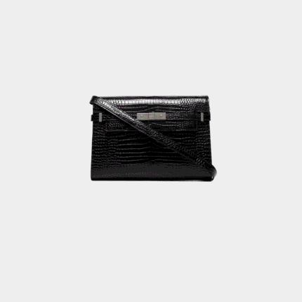 Saint Laurent Black Manhattan croc-effect shoulder bag