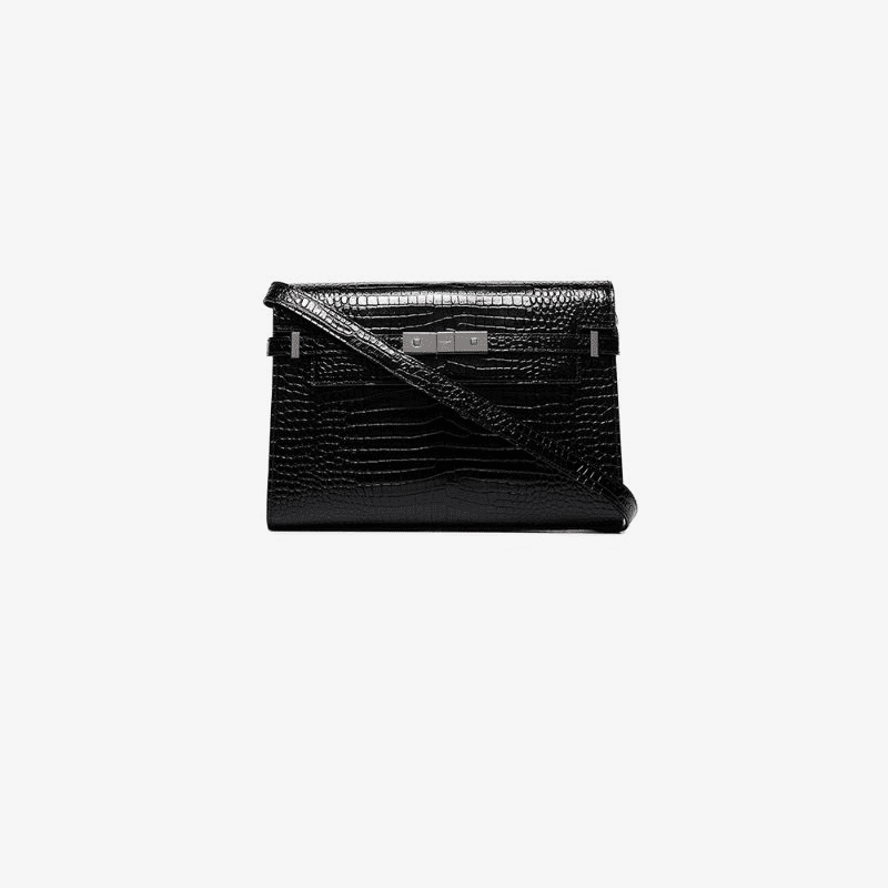 xW6adNz5-0TDWWMMKG73PKV6@5P53 Saint Laurent Black Manhattan croc-effect shoulder bag - Image 1