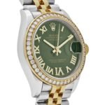 Rolex Datejust 31 278383RBR ‘Ladies’ Yellow Gold Stainless Steel Green Roman Dial Diamond Bezel - Image 6