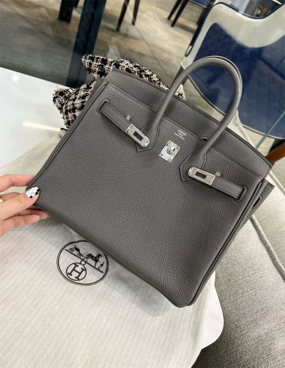 主图-01-1-1 Hermès Birkin 25 Gris Meyer Togo Leather Palladium Hardware - Image 1