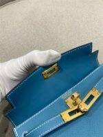 Hermès Mini Kelly Bleu Jean Epsom Gold Hardware - Image 4